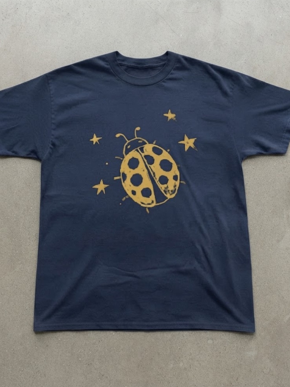 Ladybug Star Graphic Tee Navy Blue Cotton Gildan T-shirt